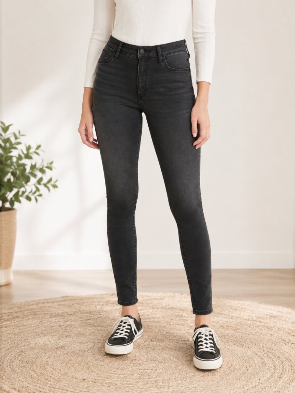 Old Navy Jeans Women 16 Petite Gray High Waist Built-In Warm Rockstar Skinny